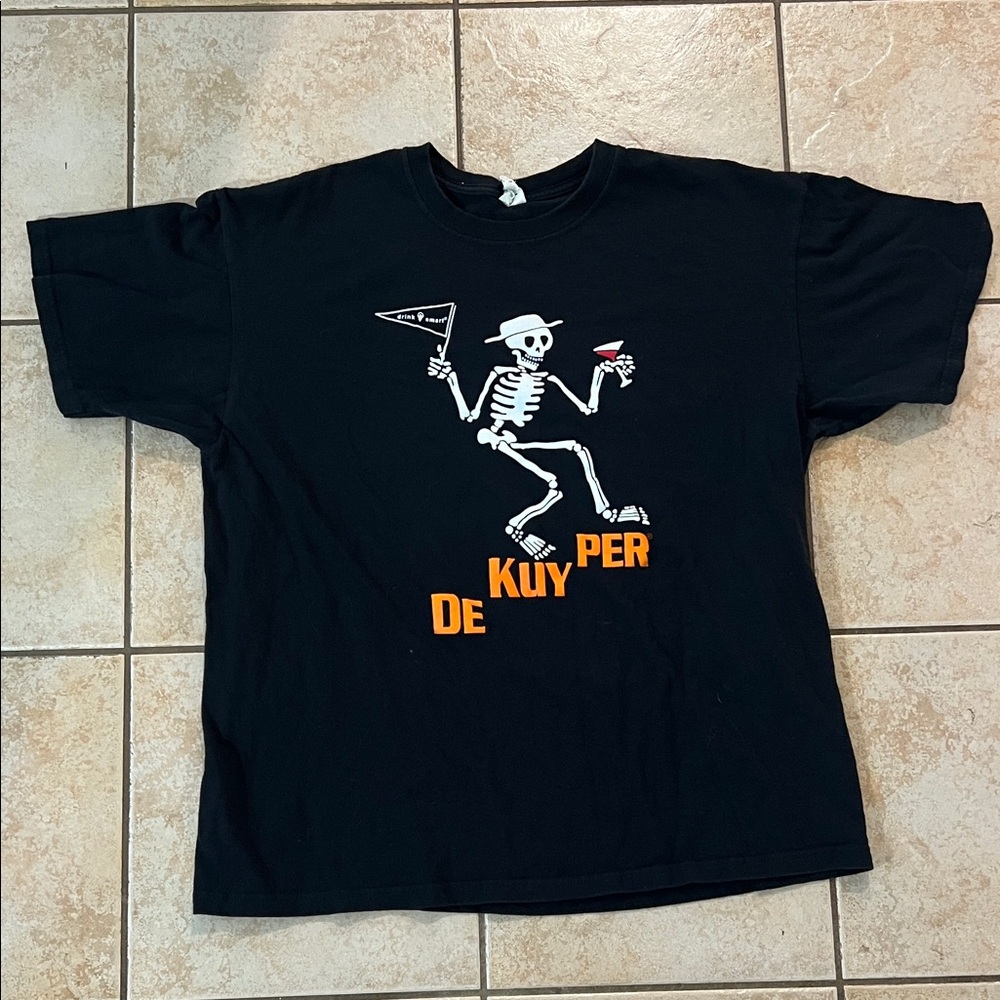 Anvil Black Halloween De‎ Kuy Per T-Shirt with Skeleton Graphic, Sz XL